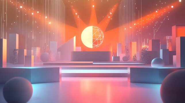 A 3D-rendered storyboard for a news opener in six logical stages