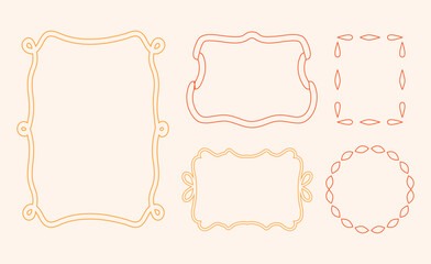 Frames for text in doodle and hand drawn style. Textbox. Shape and figures. Trendy modern quote. Сollection bow, ribbon. Swirl line and underline. Wedding decorations, invitations and designs. Borders