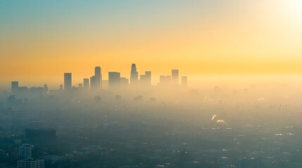 Fototapeta premium A City Struggles Under Smoke: The Environmental Cost of Industrial Operations and Automobile Emissions on Urban Atmospheres