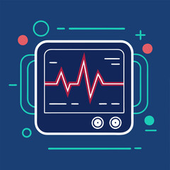 A simple yet effective illustration of a heart rate monitor, perfect for medical and healthcare related projects. The clean lines and modern style make it suitable for various applications.
