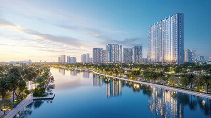 Fototapeta premium Explore Stunning Urban Reflections in a Modern Cityscape