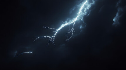 Powerful Nighttime Lightning Storm with Electric Bolts in the Dark Sky