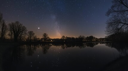 Beautiful Starry Night Sky with the Milky Way Shining Brightly