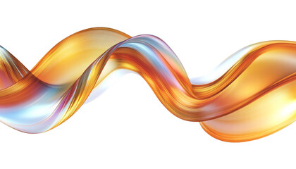 abstract orange with silver wave fluid holographic Iridescent 3d render icon isolated on transparent background cutout