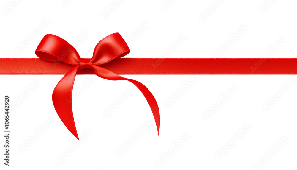 Canvas Prints red ribbon bow border isolated on transparent background cutout