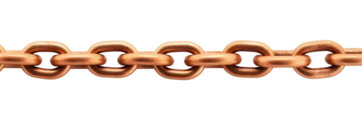 bronze chain line isolated on transparent background cutout