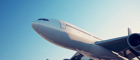 A large white airplane is flying through the sky