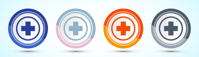 Fototapeta premium Medical And Healthcare Icon Four Color Button Set Design