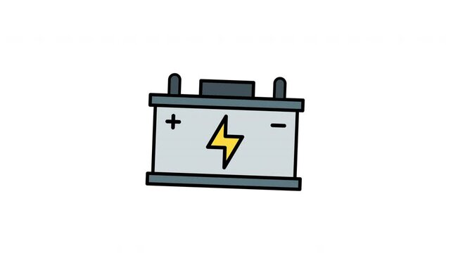 Car battery terminals animation with lightning bolt. Suitable for automotive industry, electrical engineering concepts, car repair and maintenance visuals