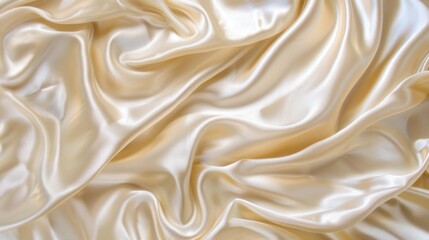 Obraz premium Luxurious cream satin fabric with soft waves and elegant texture