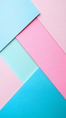 Fototapeta premium Abstract geometric shapes in pastel colors on a white background, clean lines, minimalist