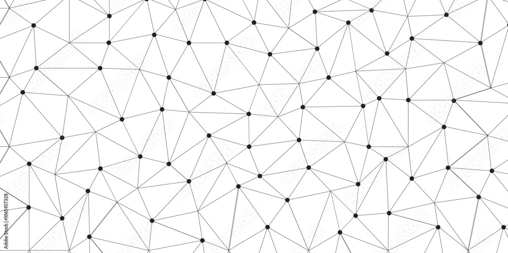 Poster Abstract geometric background with connecting dots and lines with low poly triangle shapes. Polygonal Mesh Background Vector design digital technology concept Global network connection data structure.