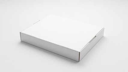 White long pizza box, open and empty, perfect for promotional or branding purposes