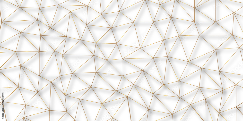 Aufkleber Abstract modern golden lines seamless pattern. Subtle ornament with delicate grid, lattice, net, triangles, rhombuses, lines with shadows. Abstract minimalist background. Geometric art deco texture.