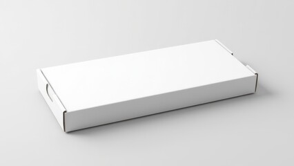 Empty white long pizza box mockup, highlighting blank design space and modern simplicity