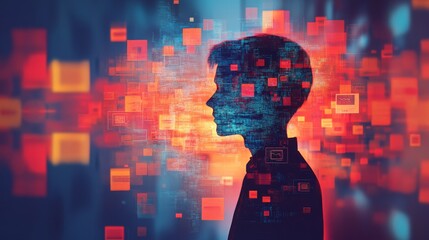 Digital Abstract Profile with Pixelated Background