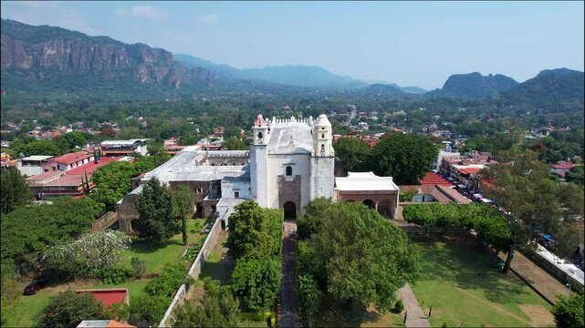 Aerial Drone View of Hern&aacute;n Cort&eacute;s Palace in Cuernavaca, Mexico