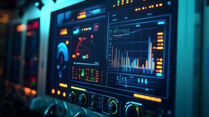 Obraz premium A smart control panel displaying energy usage trends