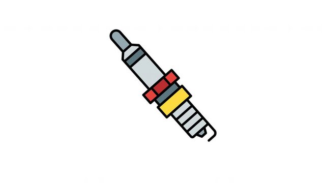 Animated spark plug for ignition systems in engines. Perfect for automotive illustrations, mechanic websites, technical manuals, car repair guides, and educational materials