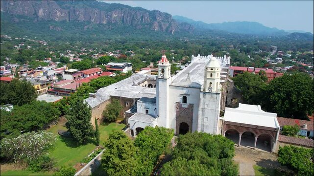 Aerial Drone View of Hern&aacute;n Cort&eacute;s Palace in Cuernavaca, Mexico