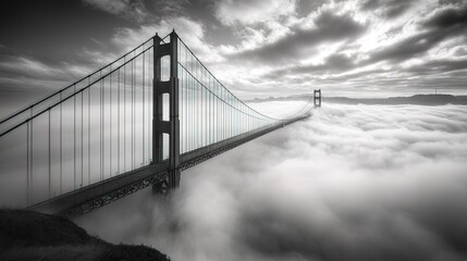 Fototapeta premium The Golden Gate Bridge under a blanket of fog