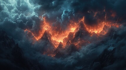 Fototapeta premium Design an image of a dramatic sky with dark clouds and lightning