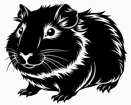 recommend clip art: Vector guinea pig silhouette black illustration on a white background