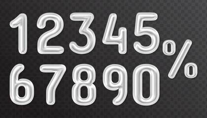3d luxury silver number. Set of shiny number digits numeric collection for birthday anniversary or sale element metal style 0 1 2 3 4 5 6 7 8 9 