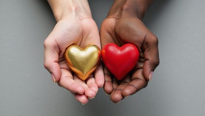 Fototapeta premium Two intertwined hands symbolize racism and equality in vibrant colors