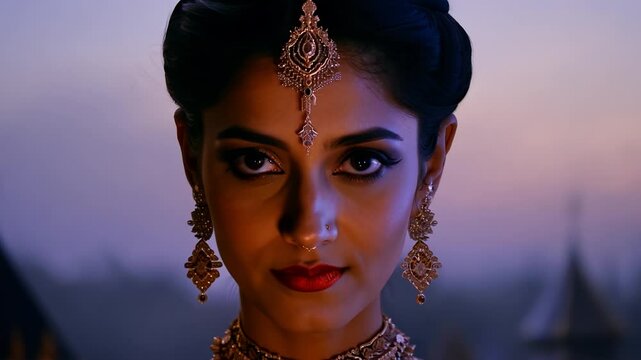 Indian actress posing wearing traditional jewelry