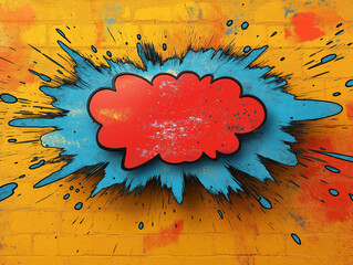 abstract grunge background with bubble,Colorful comic style speech bubble, Generative AI