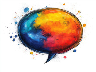 Colorful comic style speech bubble with white backgound, Generative AI