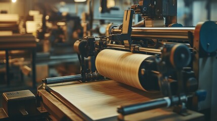 Fototapeta premium Commercial Printing Press in Operation with Rolls of Paper and Ink Cartridges