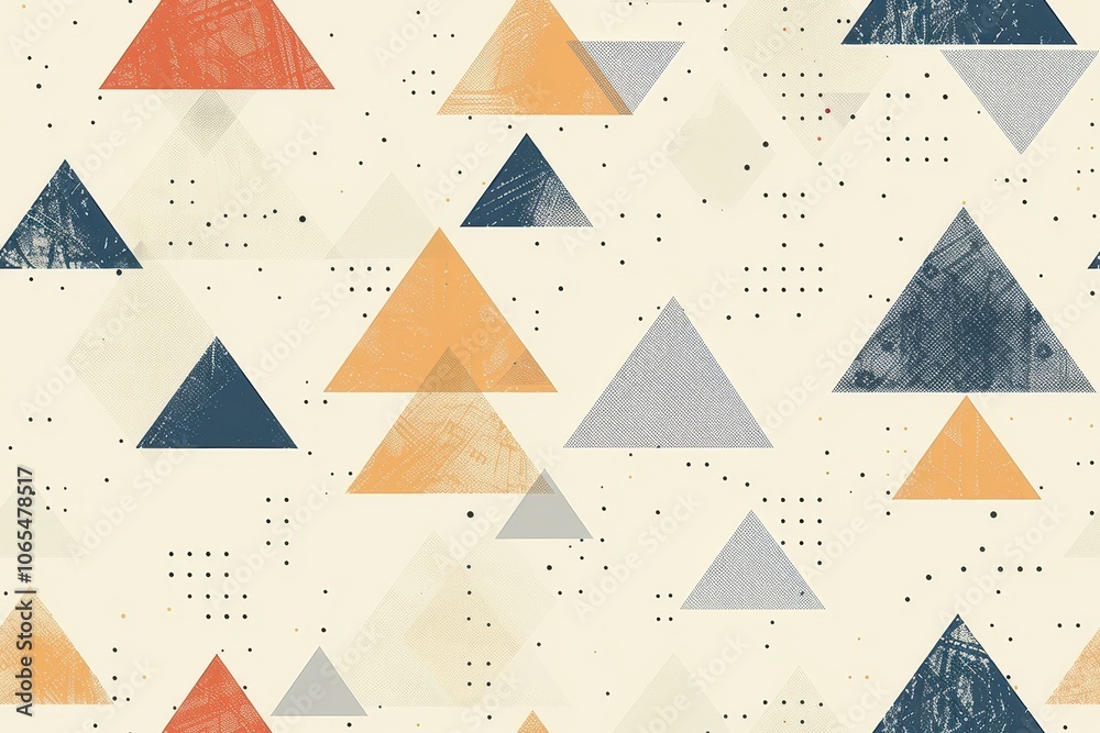 Poster minimalistic seamless pattern of triangles and shapes
