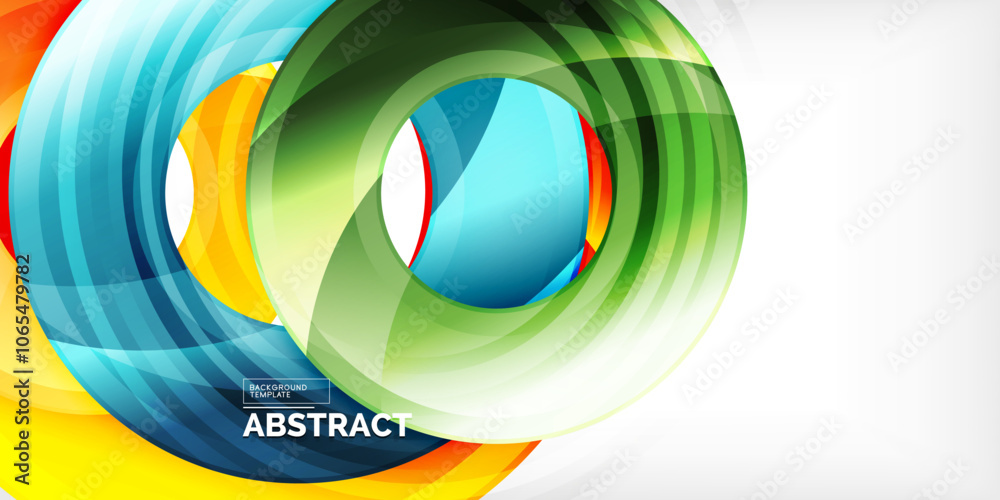 Poster Bright colorful circles with light effects. Abstract background