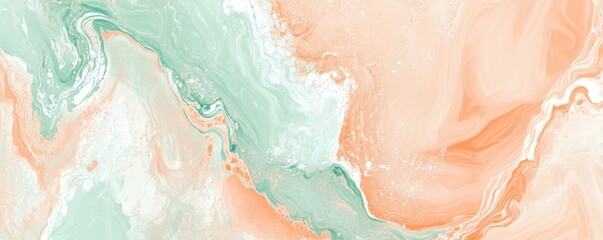 Obraz premium Soft Marbled Pastel Pattern in Peach and Mint