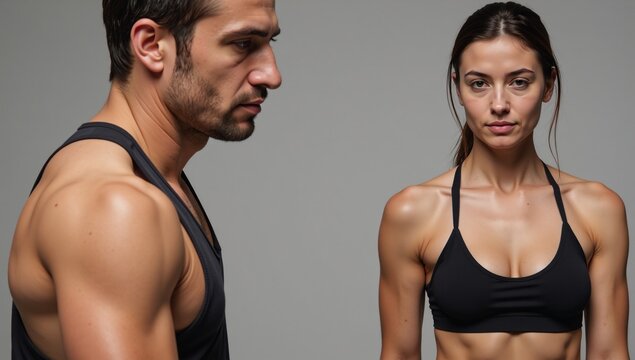 Mature pair portrayed during intense fitness routine Workout Attire Determined