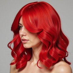 Fototapeta premium A vividly colored red wig for an accessory or costume piece