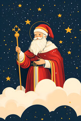 Sinterklaas, Dutch Saint Nicholas day in Netherlands Amsterdam and Belgium. Greeting card for holland holiday. Celebration concept for children european party in Saint Nicolas day five december