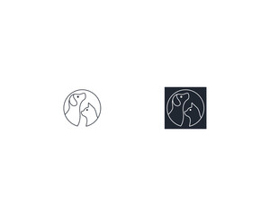Dog and cat logo design template vector, line of pet logo design suitable for pet shop, store, cafe, business, hotel, veterinary clinic, Domestic animal vector illustration logotype, sign, symbol