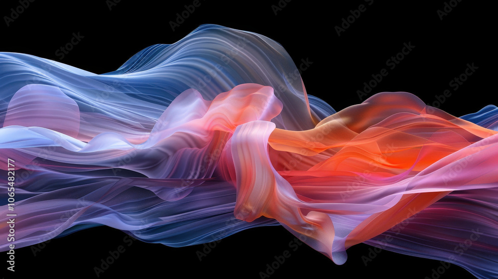 Aufkleber dynamic particle wave pattern in gradient colors creates mesmerizing visual experience. flowing colo
