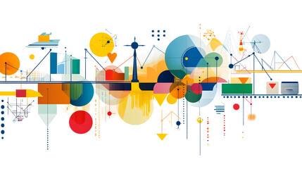 Obraz premium Colorful illustration of workflow automation in logistics and transport
