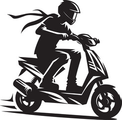 Fototapeta premium Modern scooter bike rider silhouette vector illustration isolated on a white background