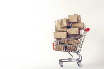 Neatly Packed Boxes in Shopping Cart