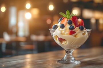 Delicious Swirled Yogurt Dessert with Fresh Fruits