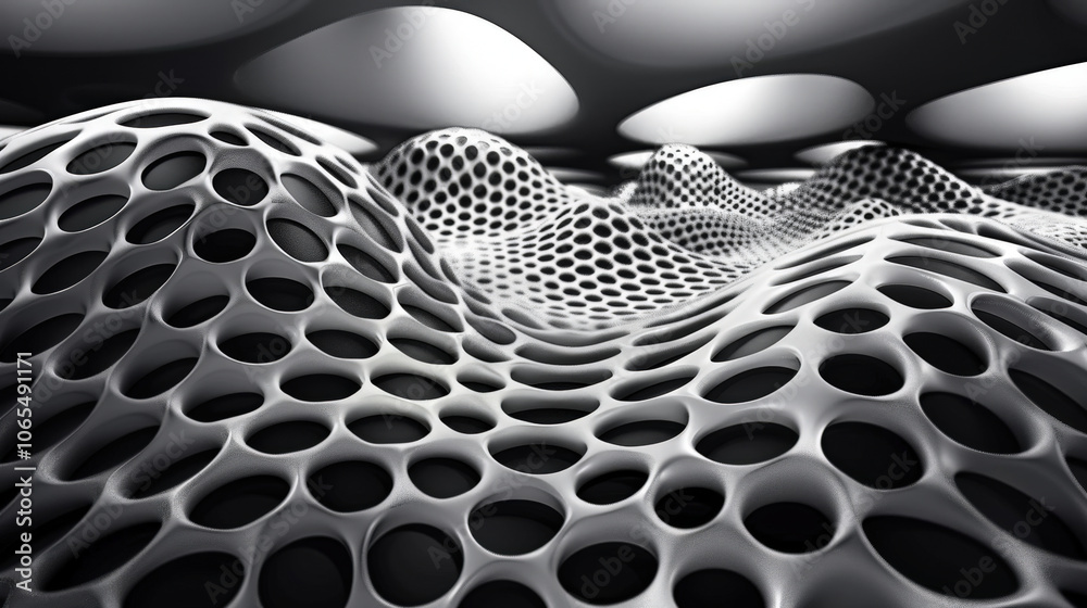Aufkleber interwoven waves of dots create mesmerizing particle flow, showcasing dynamic and futuristic design.
