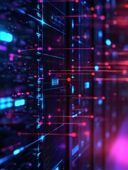 Obraz premium Visualize Data Flow with Modern Server Technology in Action