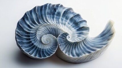 Golden Ratio: Slate blue spirals following the Fibonacci sequence on a white background.