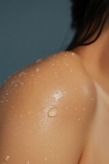 Fototapeta premium Delicate Shoulder Skin Texture Highlighted Up Close