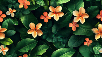 Seamless floral pattern in minimalist modern style on dark background. Generative AI
